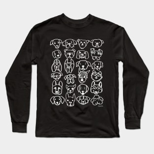 Dog Faces, Stacked (White Ink) Long Sleeve T-Shirt